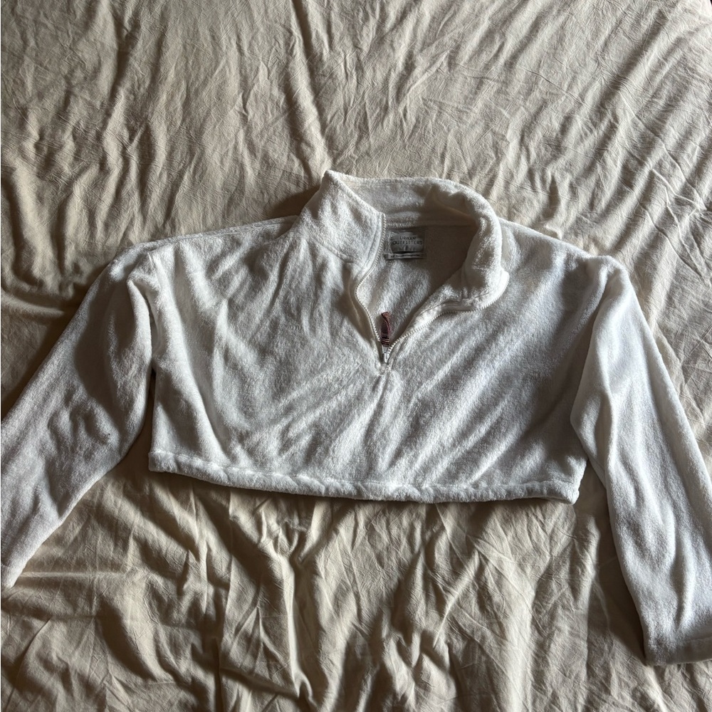 Urban Outfitters Cream Zip-Up Cropped Top